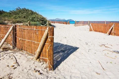 Empty sandy Mediterranean beach Stock Photos