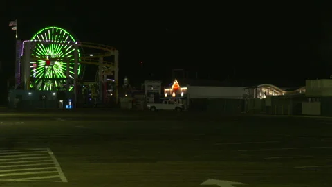 Empty Santa Monica Pier and Ferris Wheel Covid 19 Stock Footage 136715478