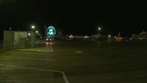 Empty Santa Monica Pier and Ferris Wheel Covid 19 Stock Footage 136715981