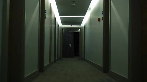 Empty scary corridor with dark light Stock Footage 159139984