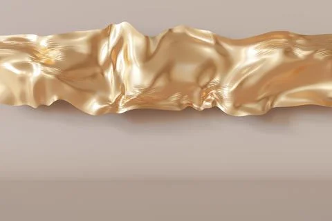 Empty scene with fluid golden abstract shape. Ideal for highlighting premium  Stock Photos