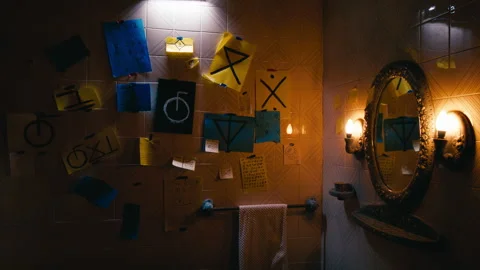 Empty Scene Inside A Bathroom In The Dark Stock Footage 313827196