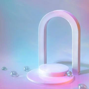 Empty scene with podium and arch on pastel background Stock Illustration