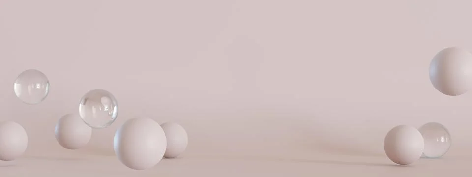 Empty scene with spheres. Beige background. Template for product, cosmetic Stock Illustration