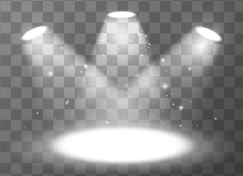 Empty scene with three spotlights on transparent background Stock Illustration
