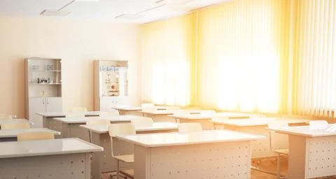Empty school class during school holidays, back to school, children education Foto stock