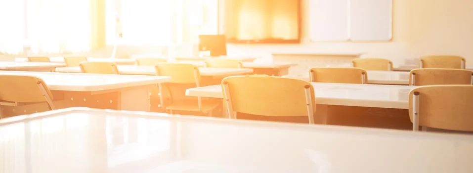 Empty school class during school holidays, back to school, children education Foto stock