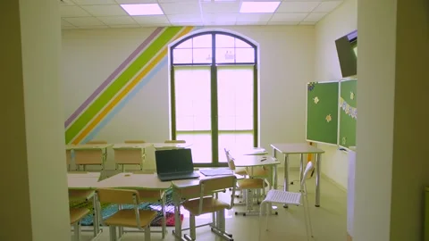Empty School Class In Quarantine Stock Footage 141106899