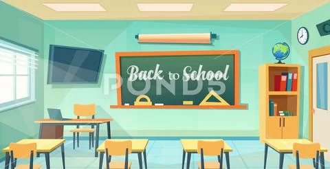Empty School Class Room Interior Board Illustration