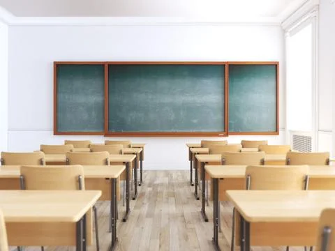 Empty school classroom. 3d rendering イラスト素材