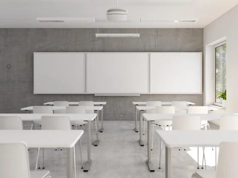 Empty school classroom. 3d rendering Stock Illustration