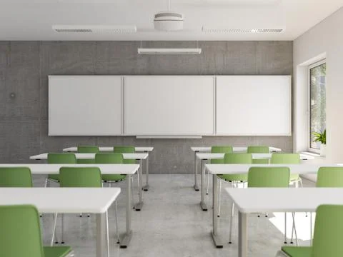 Empty school classroom. 3d rendering Stock Illustration