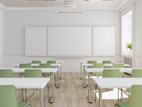 Empty school classroom. 3d rendering Stock Illustration