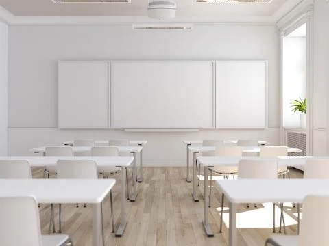 Empty school classroom. 3d rendering Stock Illustration