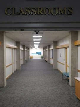 Empty School Classroom Halls Stock Photos