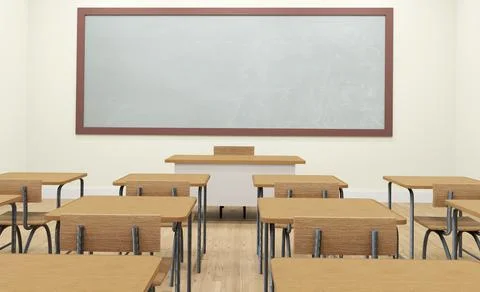 An Empty school classroom interior 3d illustration Stock Photos