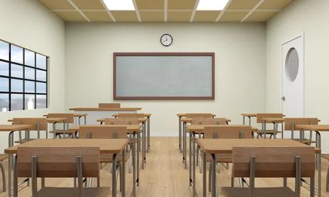 An Empty school classroom interior 3d illustration Stock Photos