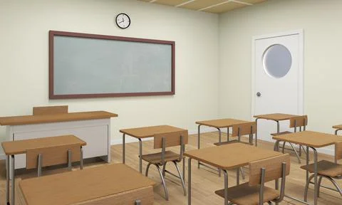 An Empty school classroom interior 3d illustration Stock Photos