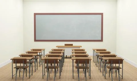 An Empty school classroom interior 3d illustration Stock Photos