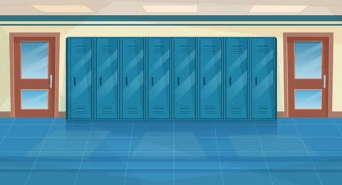 Empty School Corridor Stock Illustration