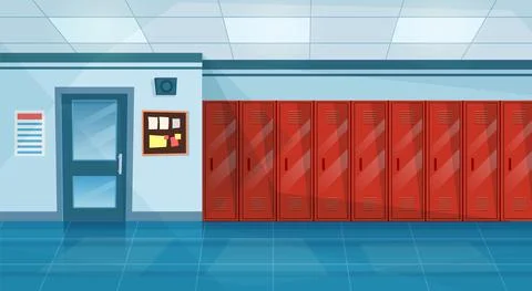 Empty School Corridor Stock Illustration