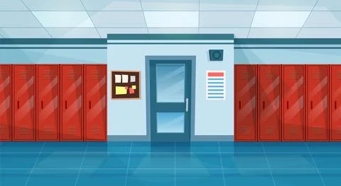 Empty School Corridor Stock Illustration