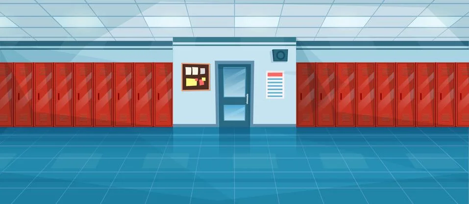 Empty School Corridor Stock Illustration