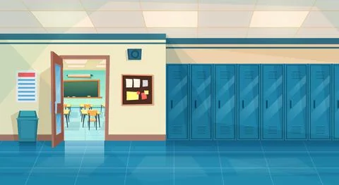 Empty School Corridor Stock Illustration
