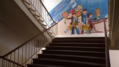 An empty school corridor. quarantine. self-isolation. Stock Footage 128447991