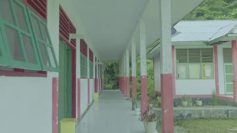 Empty School Corridor in Rural Village Elementary School, Kei Islands - short Vídeos de archivo 332402541