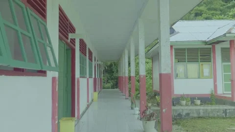 Empty School Corridor in Rural Village Elementary School, Kei Islands Vídeos de archivo 332402544
