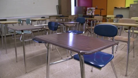 Empty School Desks Stock Footage 81607207