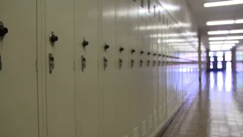 Empty School Hallway Stock Footage 81607271