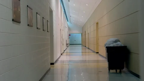 Empty school hallway in the institutional building. Stock Footage 315245495