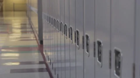 Empty school hallway with lockers dolly Stock-Footage 40859893