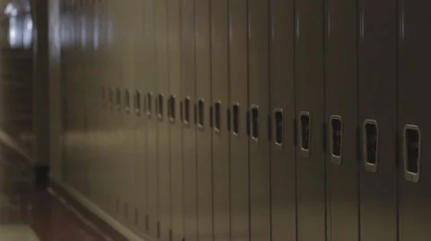 Empty school hallway with lockers dolly Stock-Footage 40861337