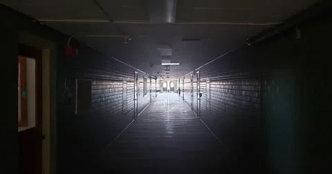 Empty school hallway Foto stock