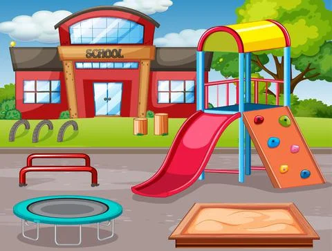 Empty school outdoor playground Illustrazione stock