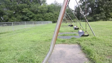 Empty School Playground Swing Set Sunny Day 스톡 동영상 134194467