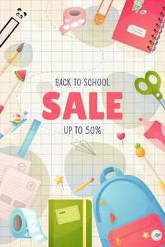 Empty school template. Sale, school discounts. Back to school Stock Illustration