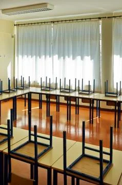 Empty schoolroom Stock Photos