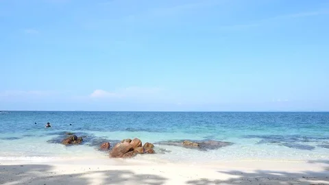 Empty sea and beach background with copy space, sea sand sky and summer day Stock Footage 82249320