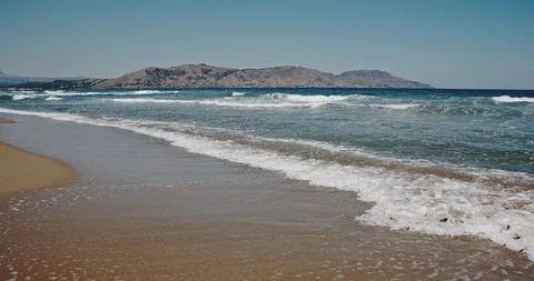 Empty sea beach in Greece. Seascape concept. Filmed on RED 4k, 10 bit color. Stock Footage 123285704