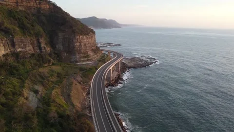Empty Sea Cliff bridge drone shot Stock Footage 143620919