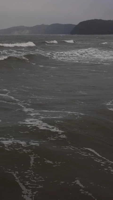 Empty sea waves moving in wind. Storm ocean close view. Stock Footage 329622881