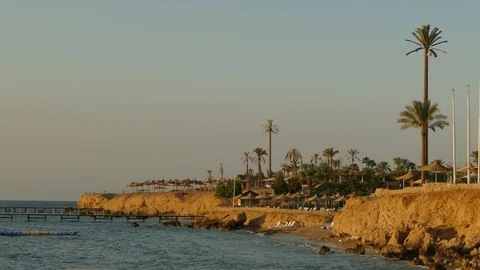 Empty Seaside Beach At Sunrise Stock Footage 95680558