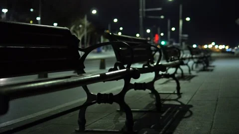 Empty Seaside Road Facing Maiden's Tower at Night During Pandemic Lockdown Stock Footage 300893429