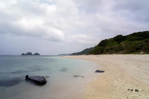 Empty seaside in spring at Aka Island, Zamami Village, Okinawa Prefecture, Japan 写真素材