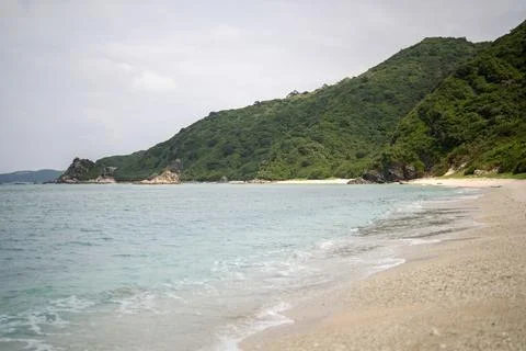 Empty seaside in spring at Aka Island, Zamami Village, Okinawa Prefecture, Japan Stockfoto's