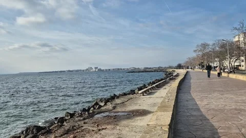 Empty seaside town in autumn Video stock 300308112